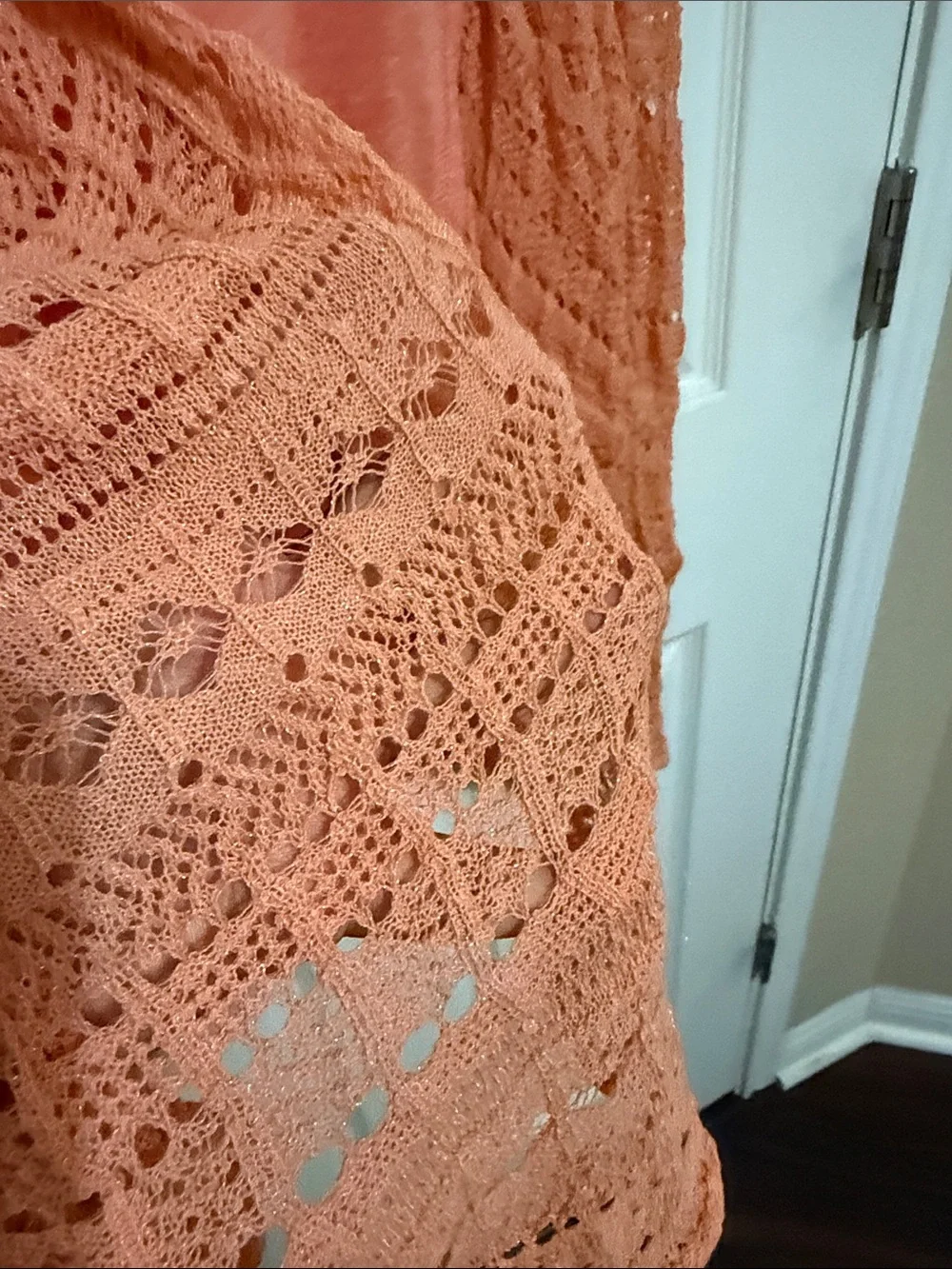 Free People Lightweight Oversized Coral Open-Knit Women's Top